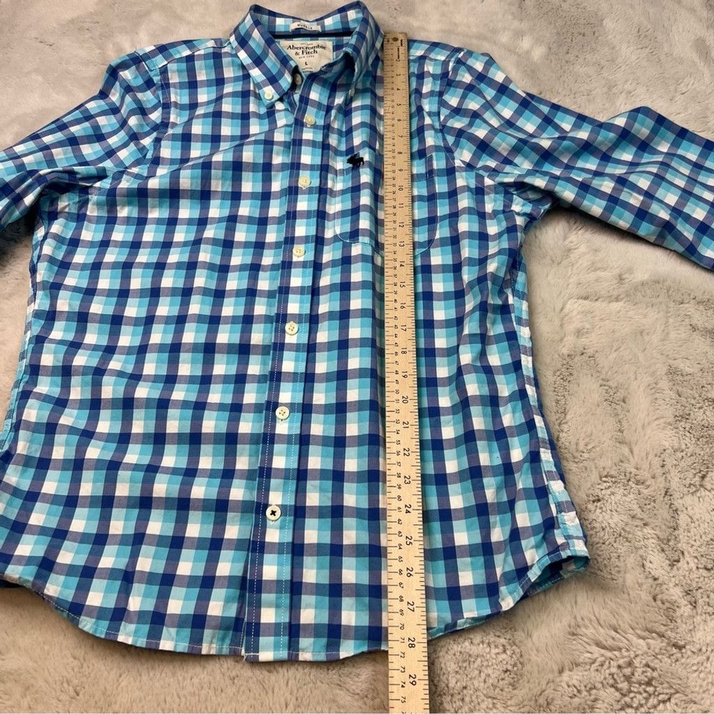 Abercrombie & Fitch Abercrombie & Fitch Blue White Plaid Muscle Shirt Mens Large Size US L / EU 52-54 / 3 - 5 Thumbnail