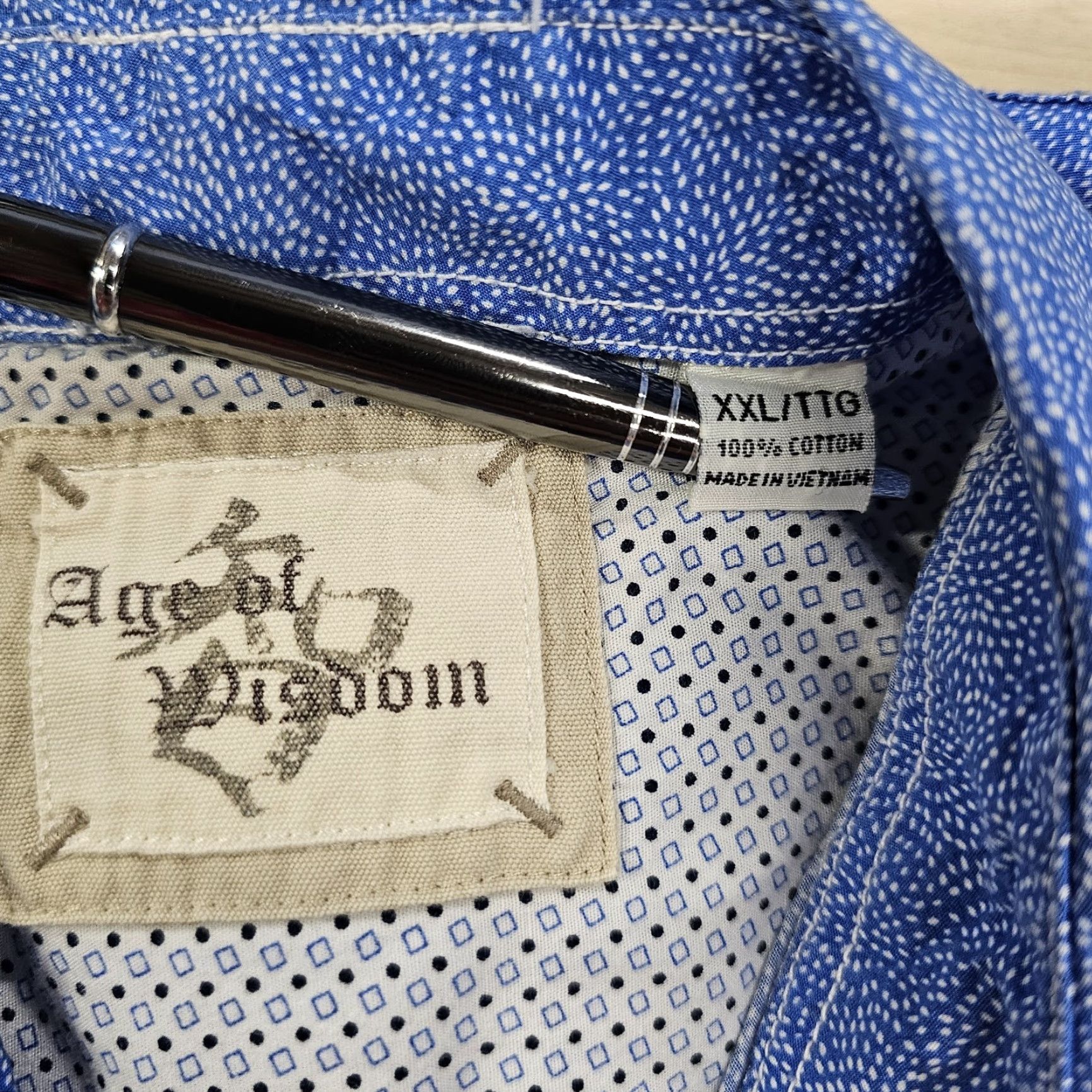 Vintage VINTAGE Age of Wisdom Pearl Snap Shirt Men's XXL Blue Short Sleeve Stylish Street Wear Size US XXL / EU 58 / 5 - 6 Thumbnail