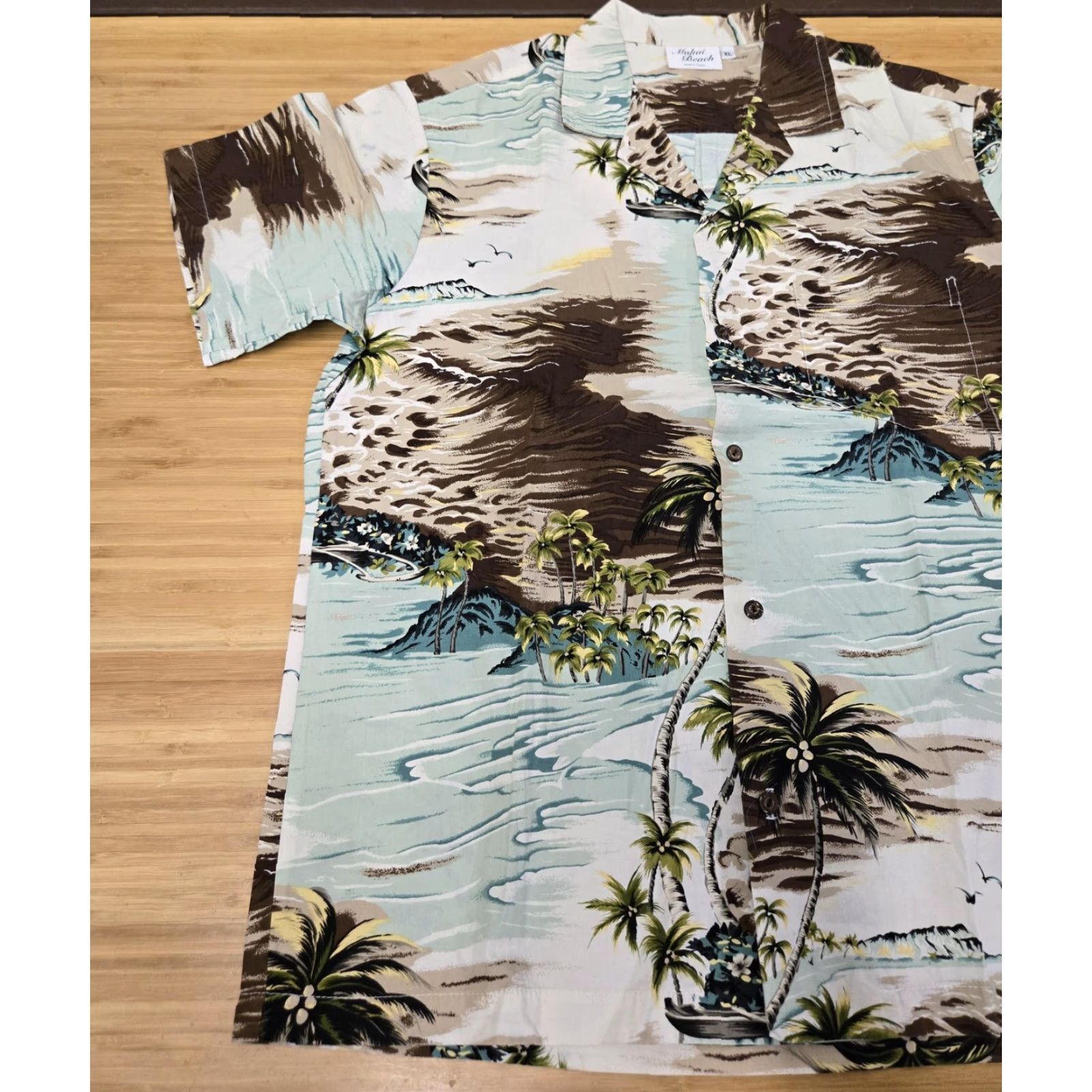 Vintage VINTAGE Makai Beach Shirt Mens XL Blue Brown Hawaiian Camp Button Up Made in Hawaii Size US XL / EU 56 / 4 - 3 Thumbnail