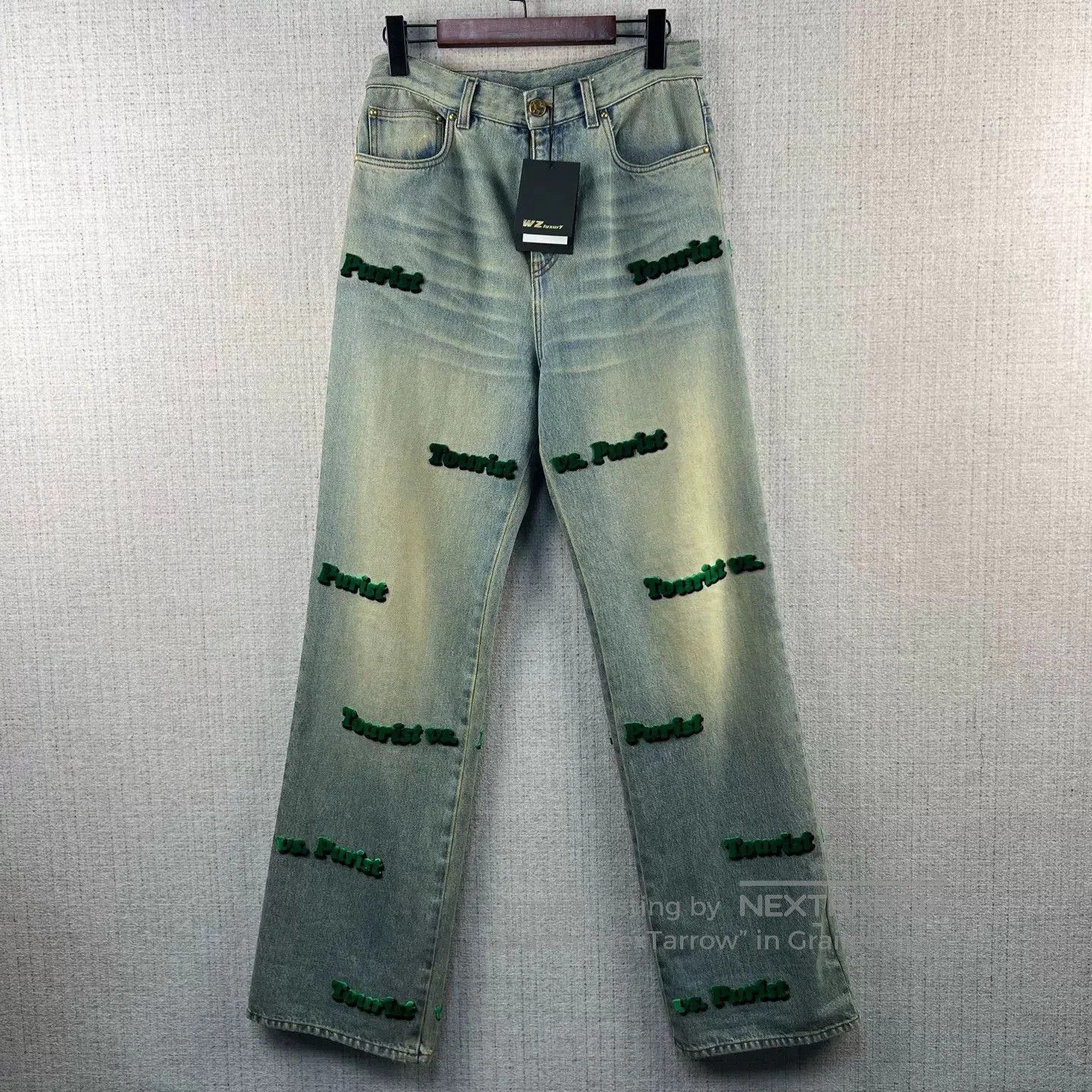 Louis Vuitton Louis Vuitton Flocked Logo Denim Pants. Size US 29 - 1 Thumbnail