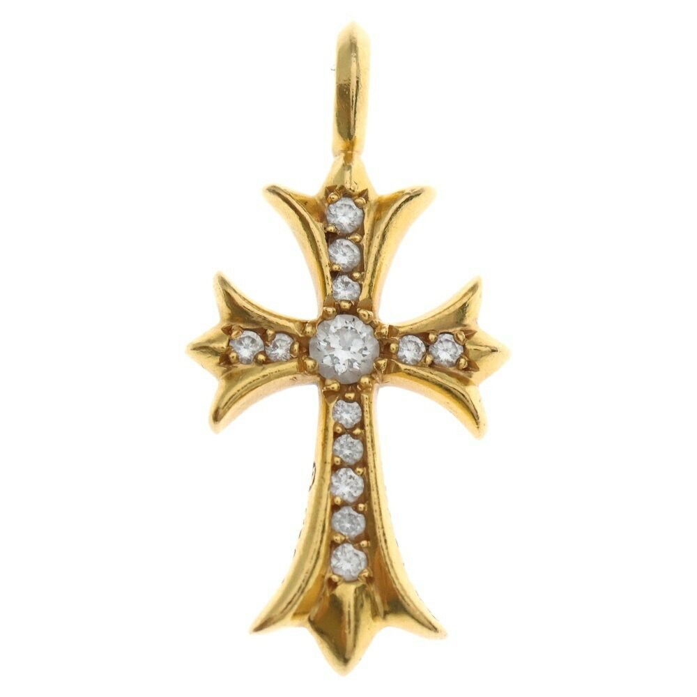 Chrome Hearts Chrome Hearts 22k Tiny Crsf Diamond Fat Cross Pave Pendant Gold Size ONE SIZE - 1 Thumbnail