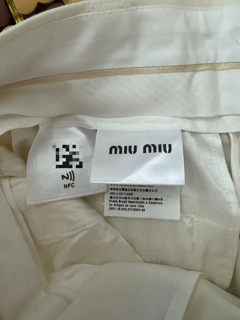 Miu Miu Miu Miu 42 White mulberry silk cotton wool trousers Size 41" - 3 Thumbnail