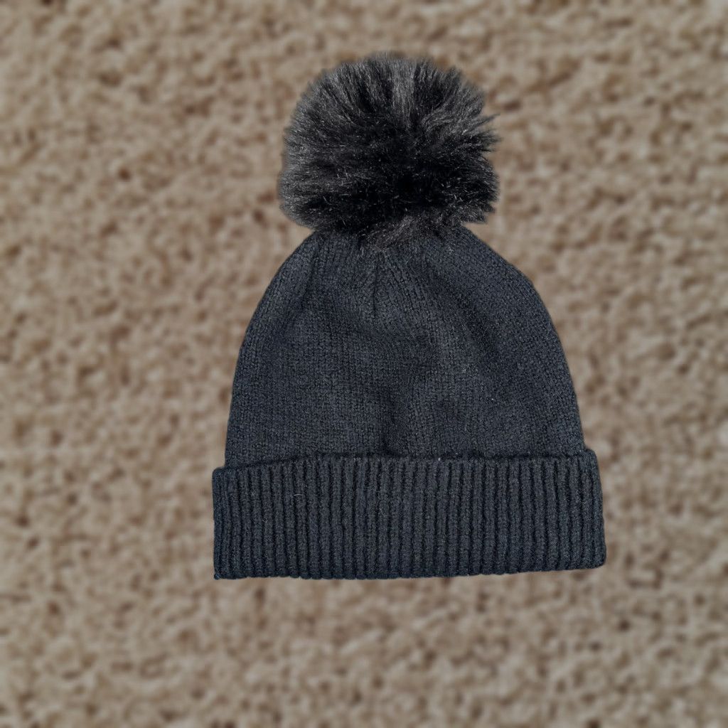 Vintage Target Beanie Toque Adult One Size Black Knit Faux Fur Pom Outdoor Ski Womens Size ONE SIZE - 1 Thumbnail