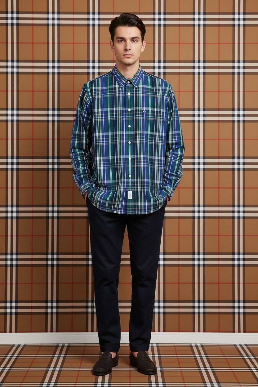 Burberry 🔥 TB Burberry multicolored plaid striped shirt size xl Size US XL / EU 56 / 4 - 2 Thumbnail