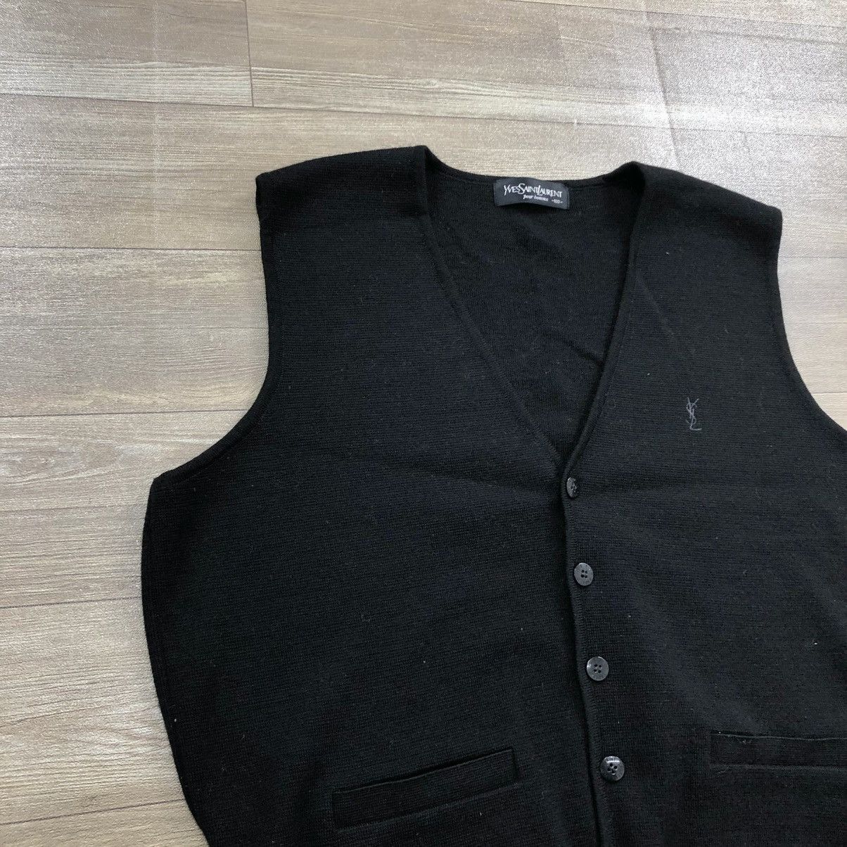 Yves Saint Laurent Vintage Yves Saint Laurent Pour Homme Knit Vest Black Luxury Size US L / EU 52-54 / 3 - 3 Thumbnail