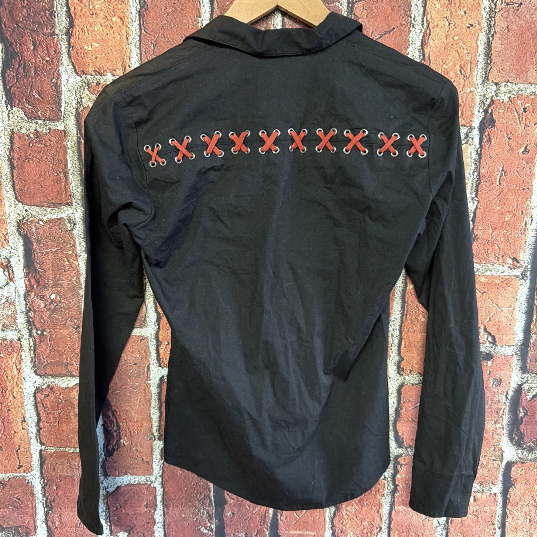 Vintage Panhandle Slim Black Womens V-Neck Small Shirt Pullover Size S / US 4 / IT 40 - 3 Thumbnail