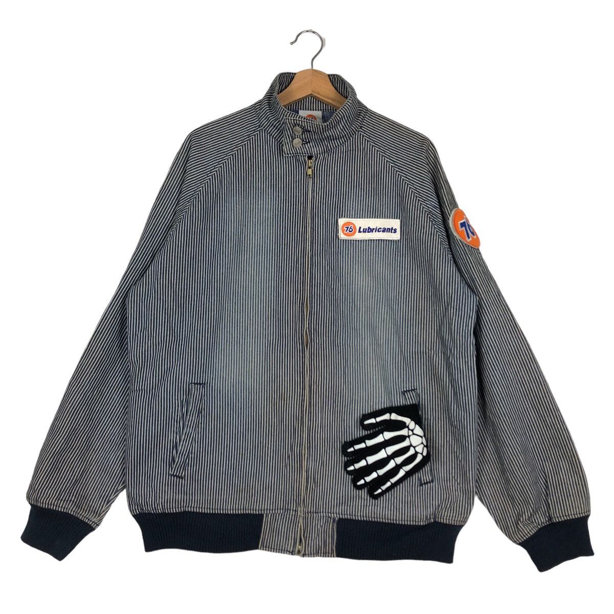 Japanese Brand 🔥90’s Striped Bomber Jacket 76 Lubricant Big Logo Size US L / EU 52-54 / 3 - 2 Thumbnail