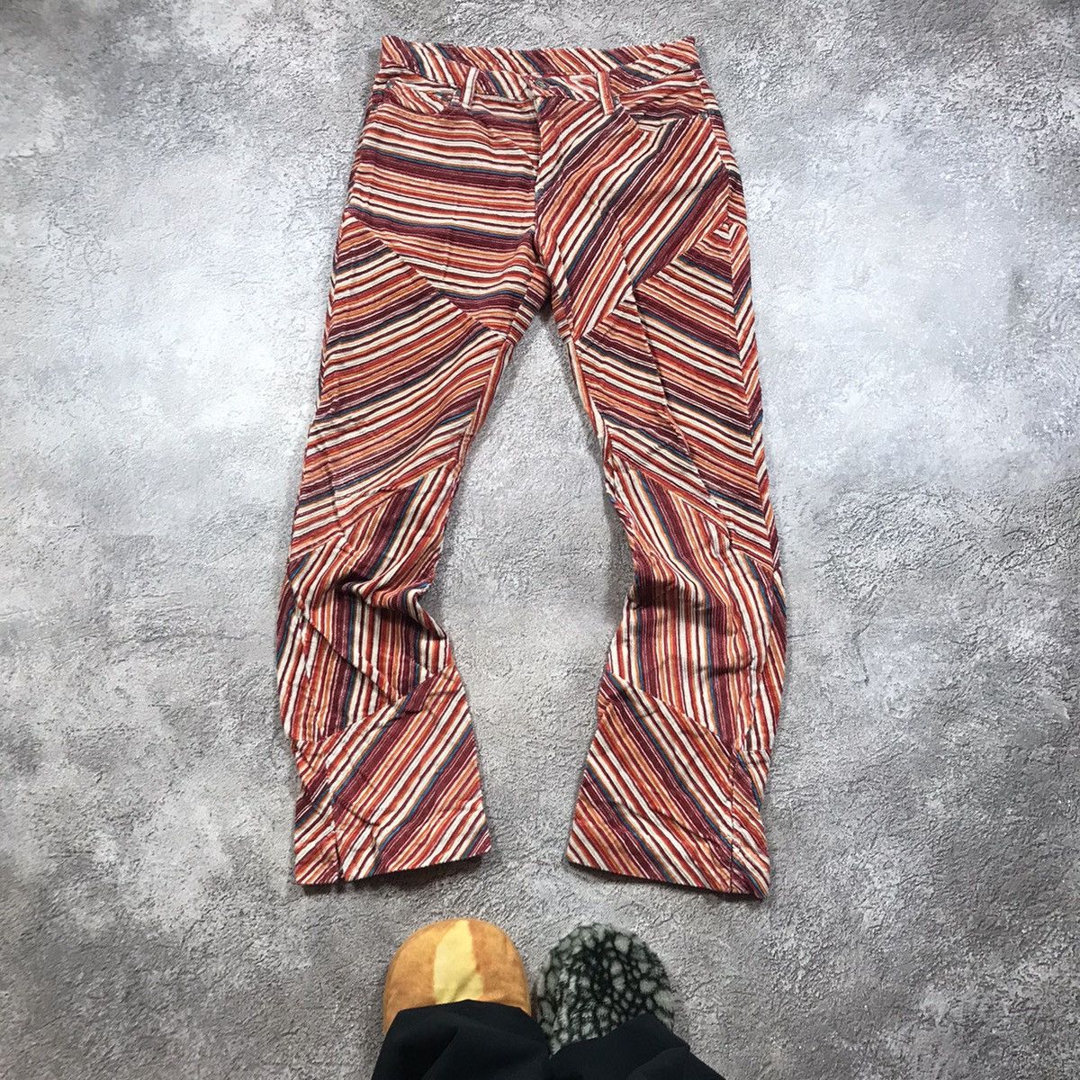 Vintage Vintage Y2K Striped Flared Pants Low Rise Rave Aesthetic 28 Size 28" / US 6 / IT 42 - 2 Thumbnail