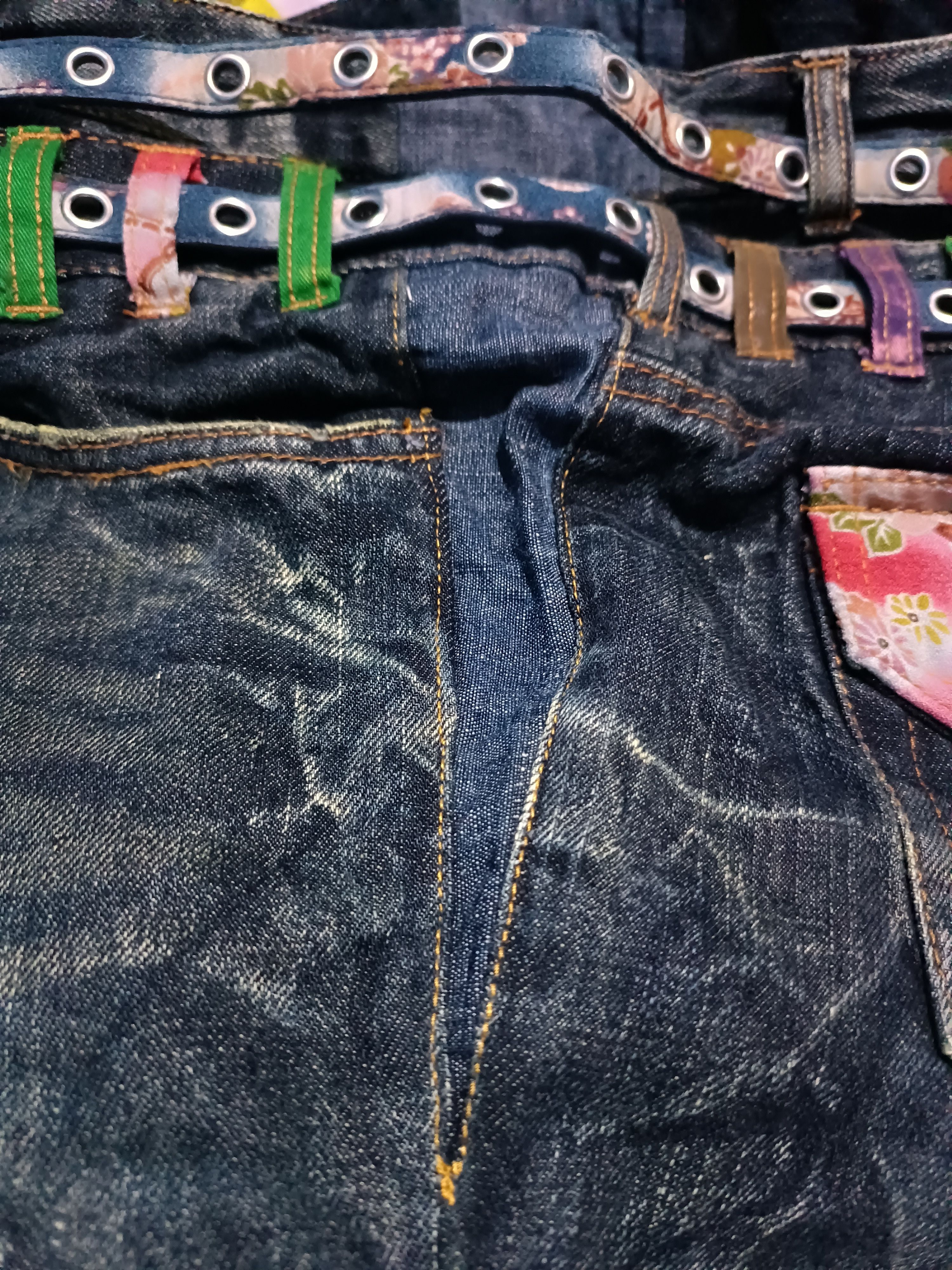 Japanese Brand Vintage Nylaus Distressed Double Waist Bondage Punk Jeans Size US 32 / EU 48 - 9 Thumbnail