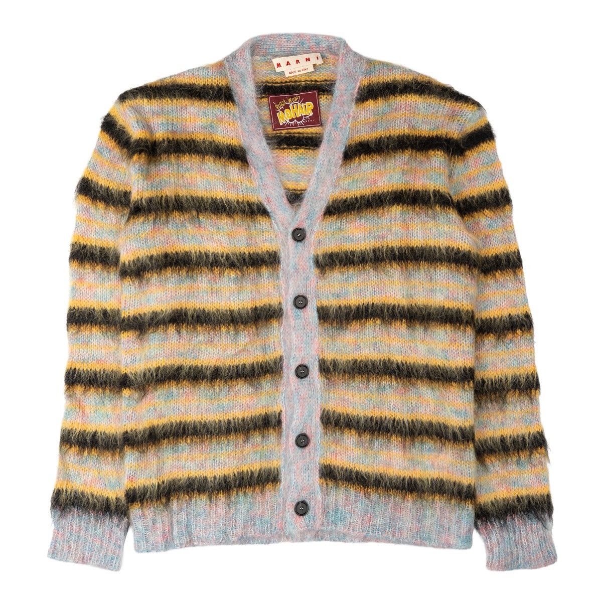 Marni Argyle Mohair Cardigan Sweater Yellow Size US L / EU 52-54 / 3 - 1 Thumbnail