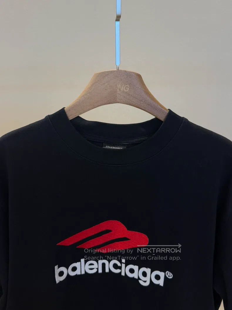 Balenciaga Balenciaga Embroidered Logo Black Round Neck Short Sleeve Size US M / EU 48-50 / 2 - 3 Thumbnail