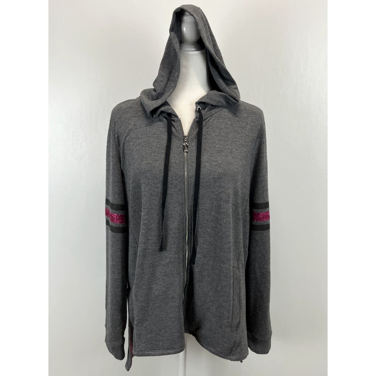 Juicy Couture VINTAGE Juicy Couture Hoodie Sweatshirt Jacket Women's Full Zip XL Gray Bling Y2K 2000s Activewear Mens? Women?—Gender at end: Womens Size XL / US 12-14 / IT 48-50 - 2 Thumbnail