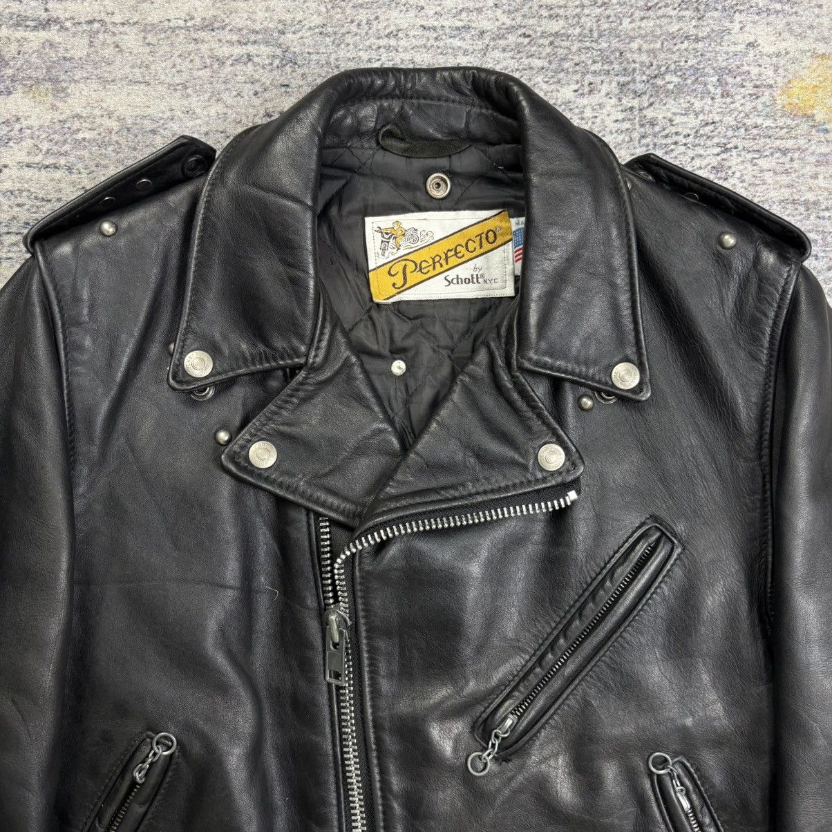 Schott Vintage 90s Schott 618 double riders studded leather jacket Size US S / EU 44-46 / 1 - 6 Thumbnail