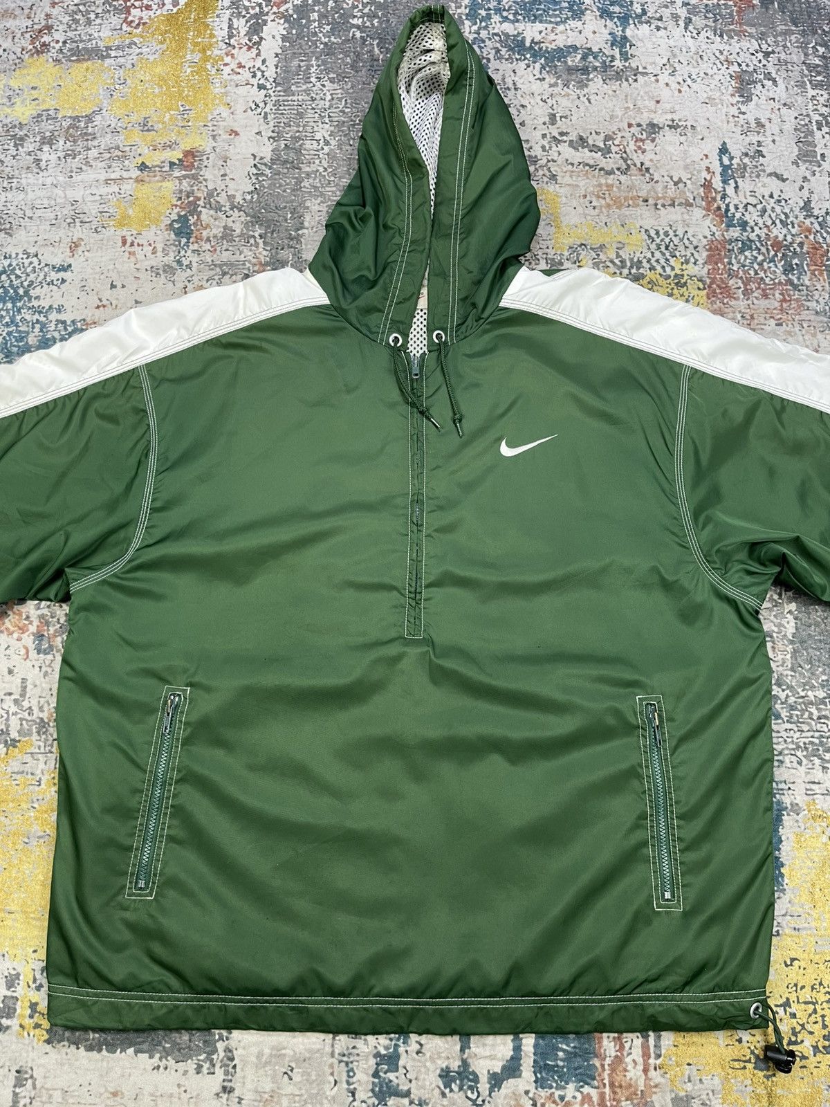 Nike Vtg 90s Nike Half Zipper Swoosh Hooded Windbreakers Size US XL / EU 56 / 4 - 5 Thumbnail