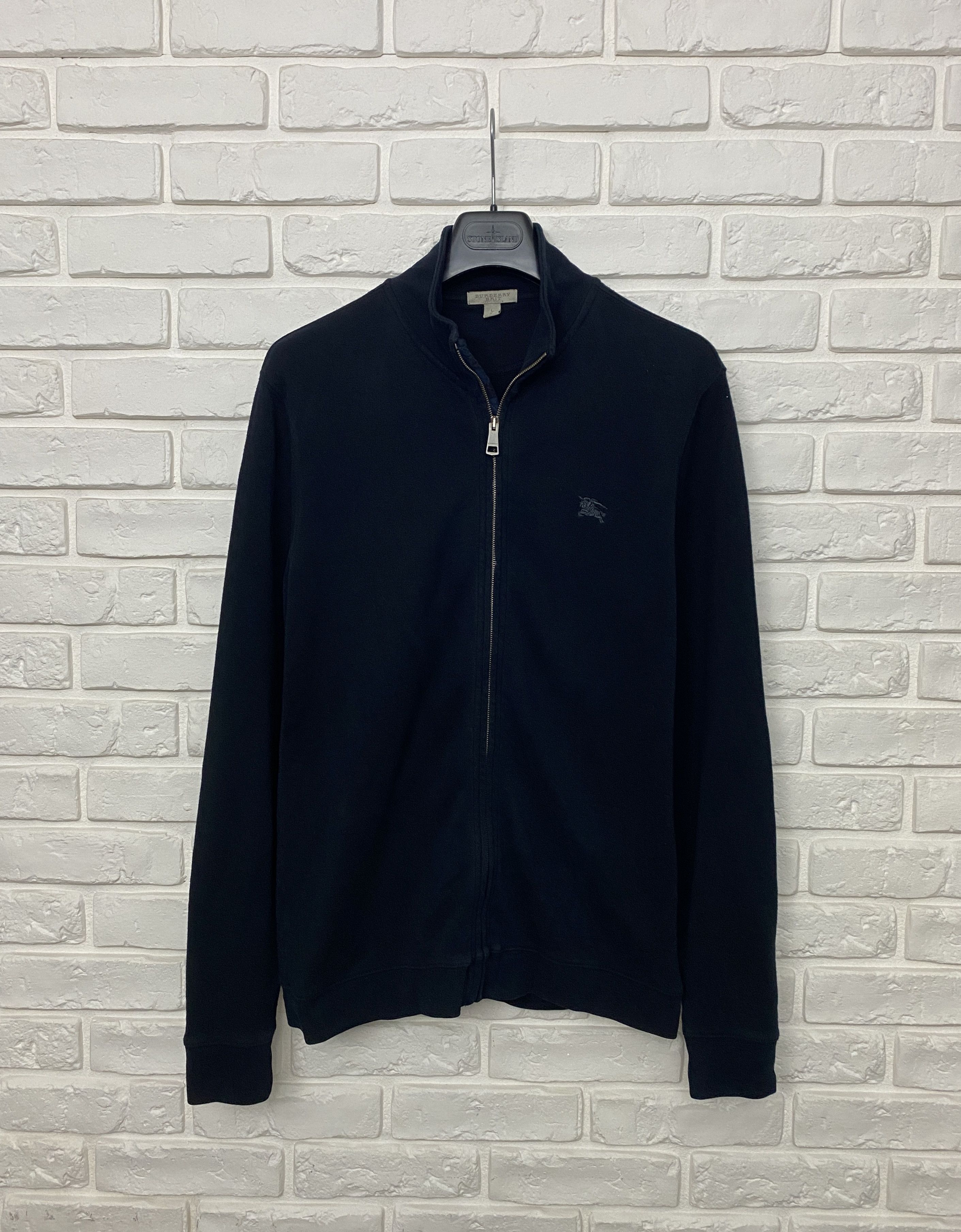 image of Burberry Brit Cotton Zip Sweater Cardigan Pullover Size L in Dark Navy, Men's