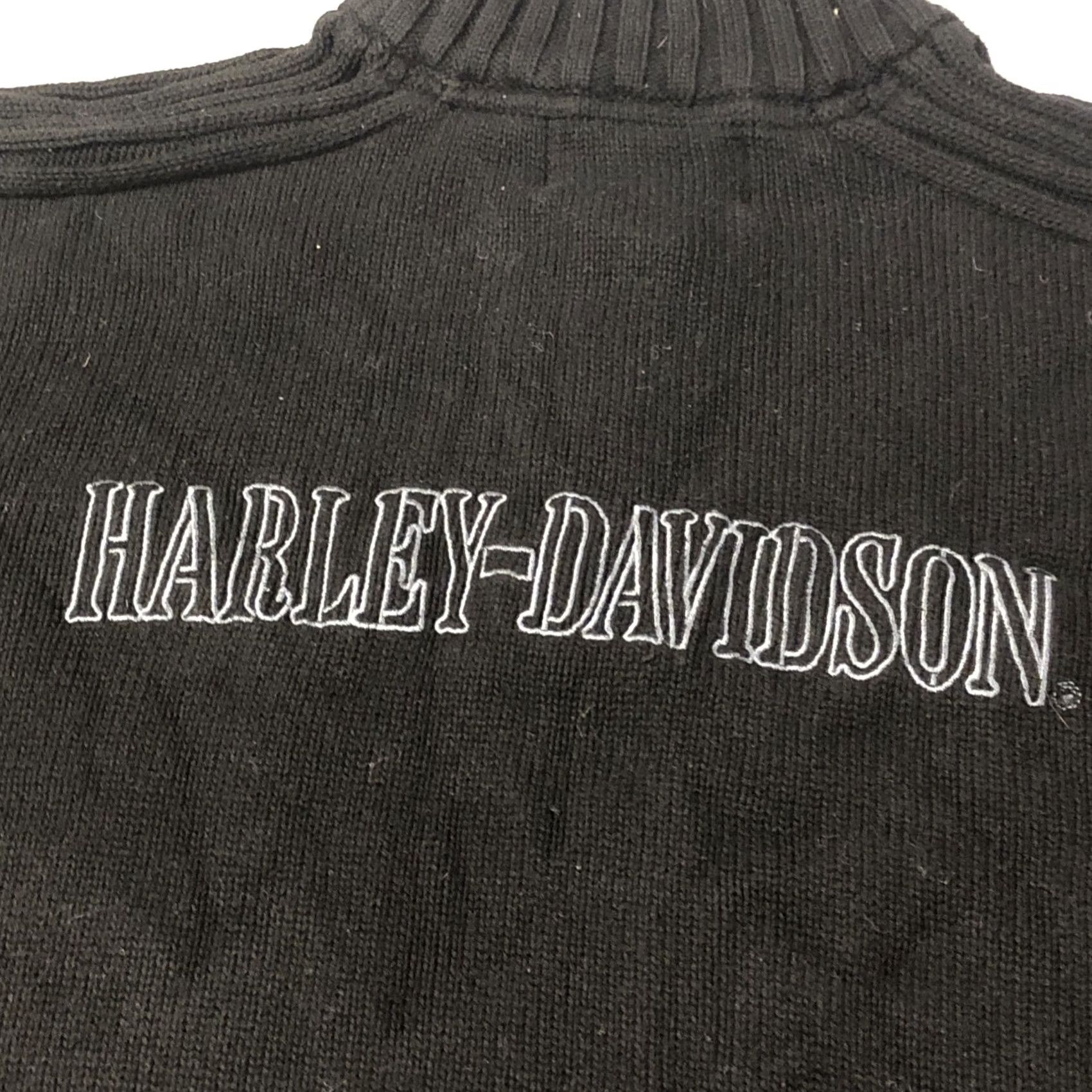 Harley Davidson Harley-Davidson Sweater Adult L Black Cotton Blend Wool 1/4 Zip Patch Logo Knit Long Sleeve Regular Mens Size US L / EU 52-54 / 3 - 7 Thumbnail