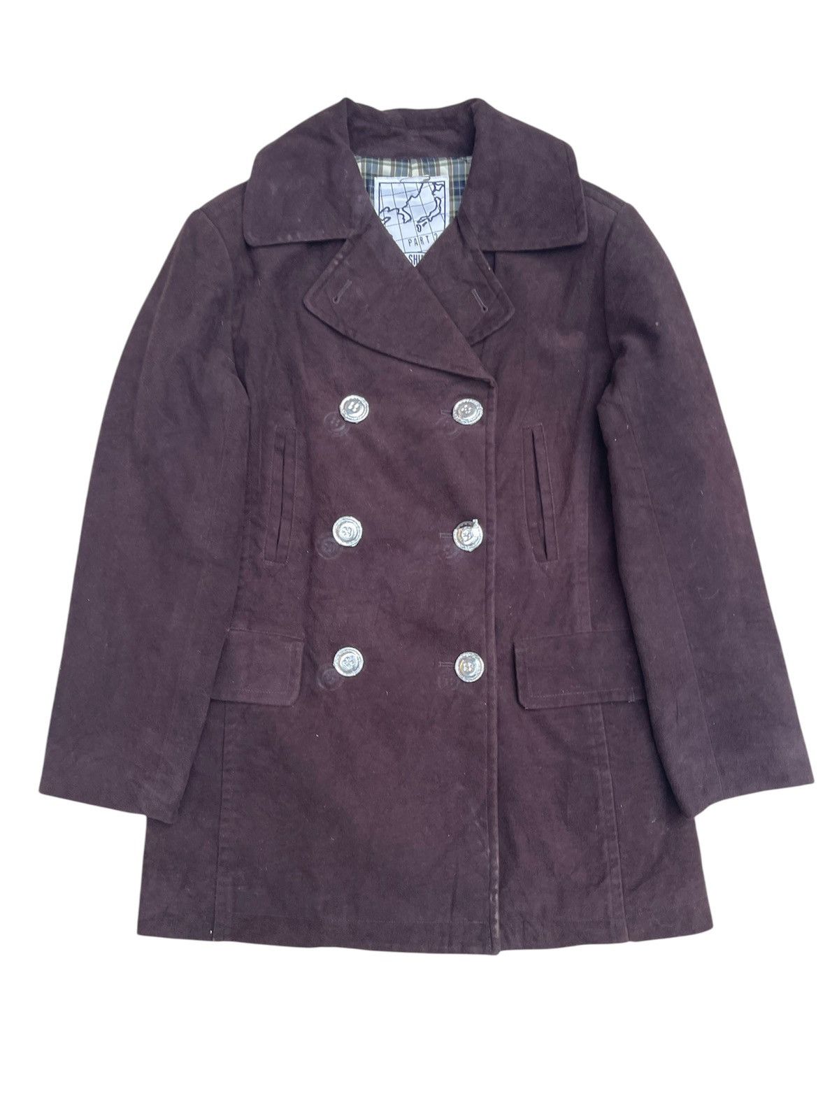 Japanese Brand Junko Shimada Purple Wool Coat, Plaid Lined, Double-Breasted Size S / US 4 / IT 40 - 1 Thumbnail