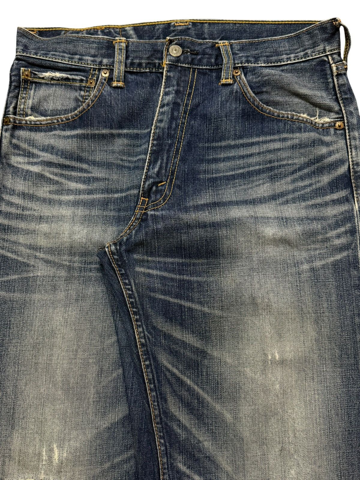 Levi's Vintage Y2K Levis 703 Faded Whiskers Distressed Wide Leg Size US 31 - 3 Thumbnail