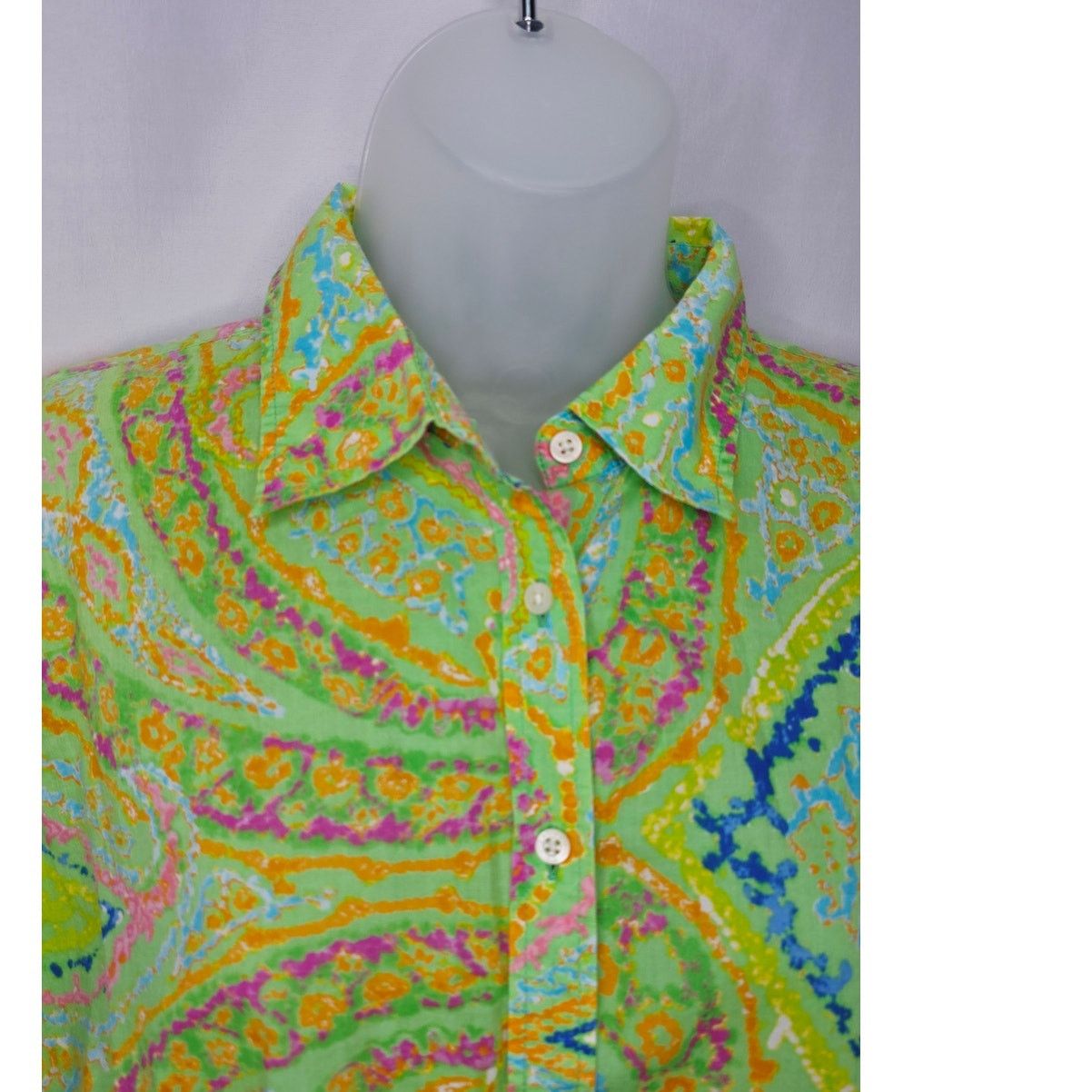 Ralph Lauren Lauren Ralph Lauren Green Paisley Blouse Button Front Boho Size L / US 10 / IT 46 - 3 Thumbnail