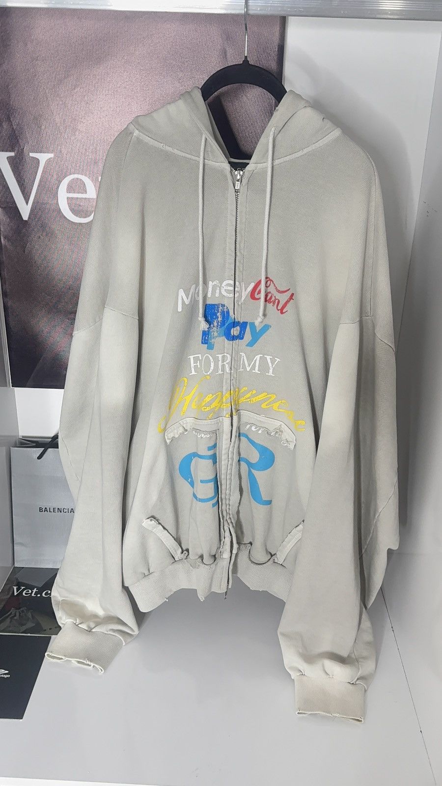 PROJECT G/R ✅ Project G/R PayPal Washed Grey Zip hoodie Distressed 2 Size US L / EU 52-54 / 3 - 2 Thumbnail