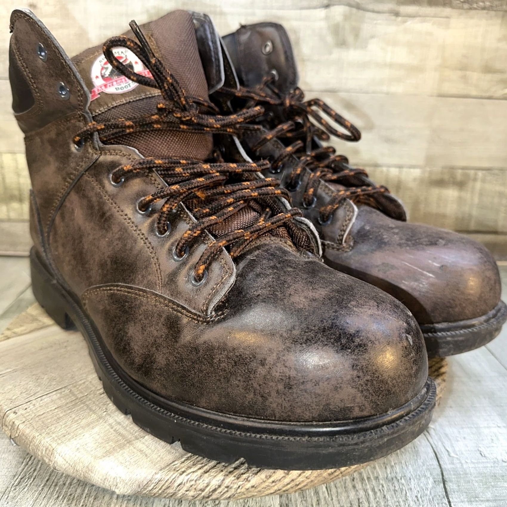 Vintage Brahma Steel Toe Work Boots Men’s Size 13 Brown Leather Safety Toe Durable Boots Men's Brown Leather Steel Toe Brahma Buckle? Size US 13 / EU 46 - 2 Thumbnail