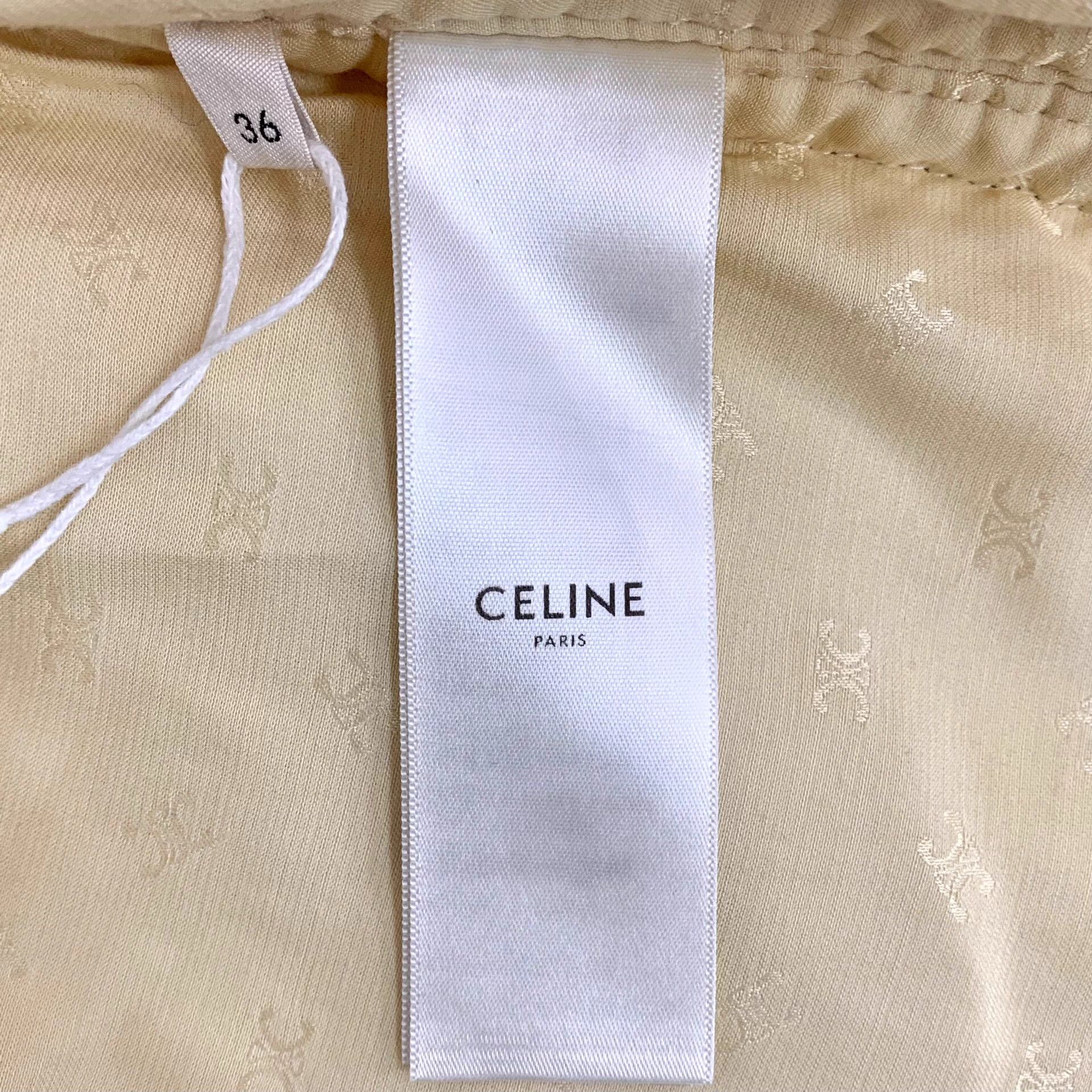 Celine Celine Beige Floral Embossed Crew Neck Long Sleeve Jacket Size S / US 4 / IT 40 - 7 Thumbnail