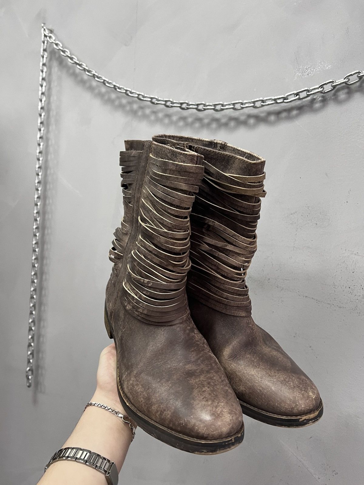 If Six Was Nine Brown distressed leather boots guidi style ankle moto style Size US 8 / EU 41 - 9 Thumbnail