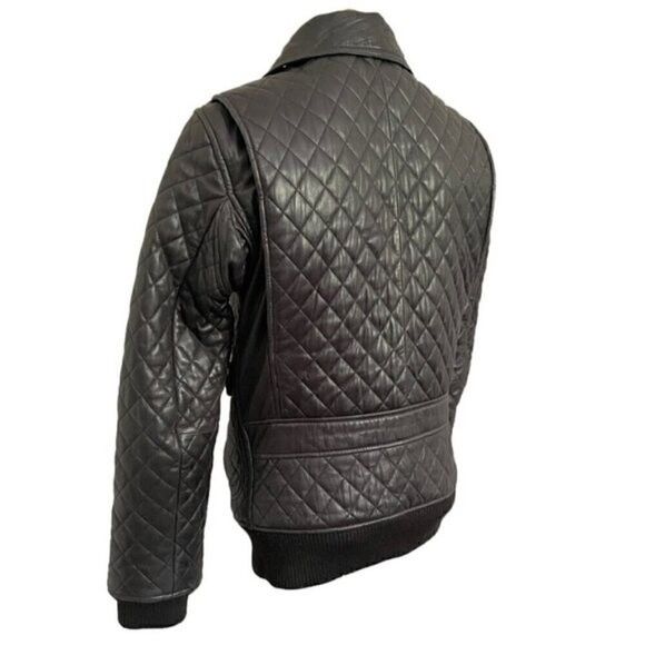 Corpus Corpus Black Lambskin Quilted Leather Bomber Jacket - Small Size S / US 4 / IT 40 - 10 Thumbnail