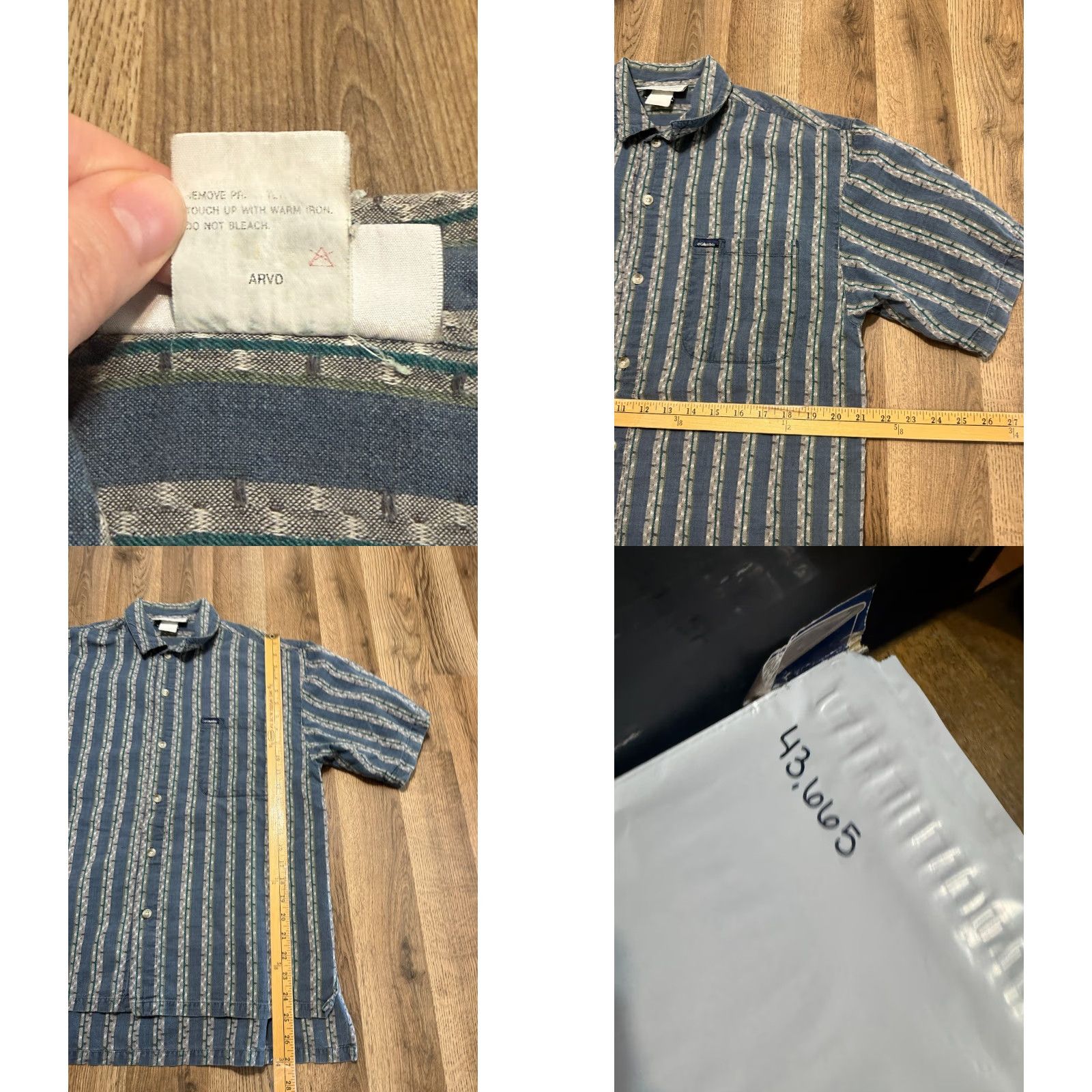 Vintage Columbia Shirt Men's Medium Gray Short Sleeve Button Up Striped Casual Size US M / EU 48-50 / 2 - 8 Thumbnail