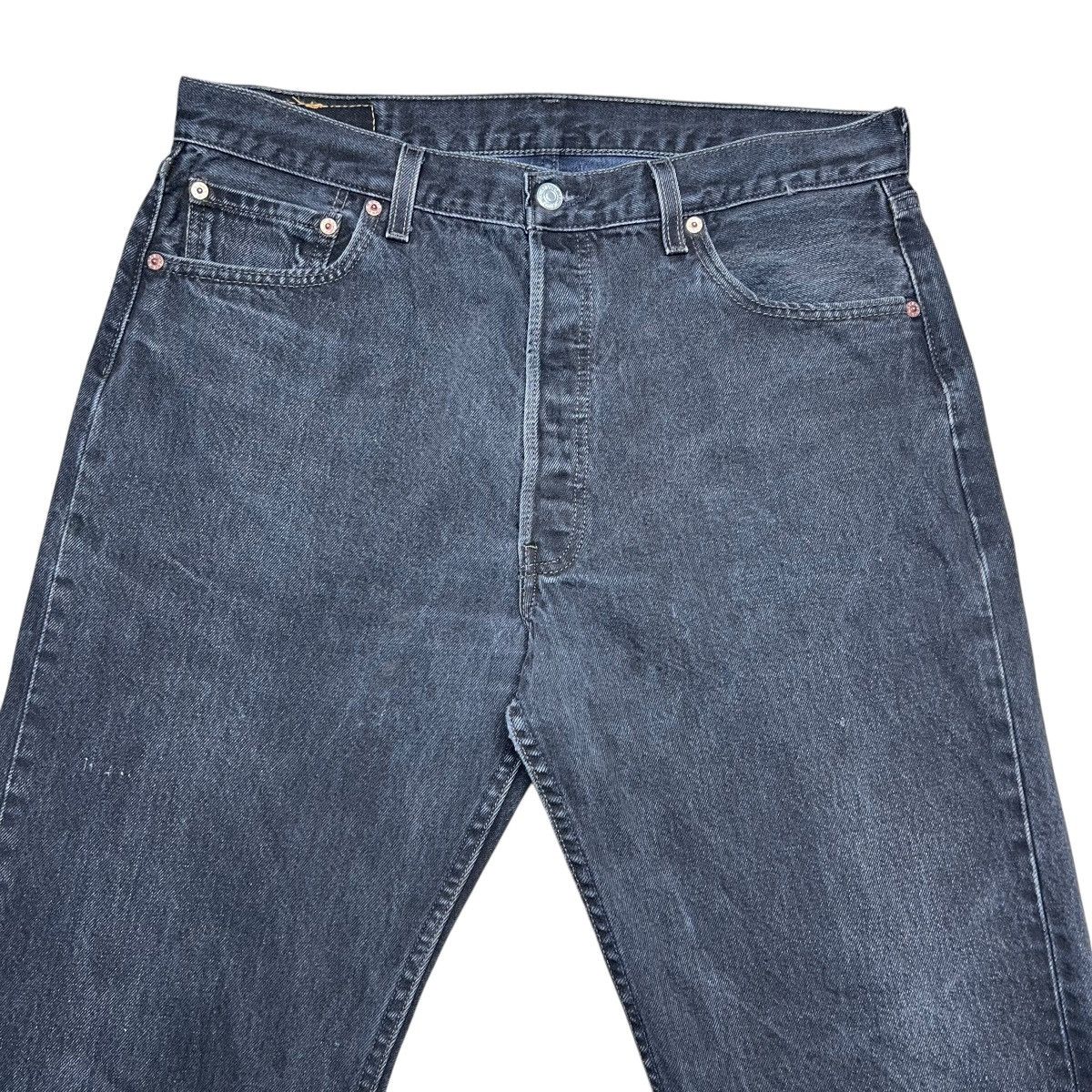 Levi's 1990s Levi’s 501 Button Fly Made In USA Black Denim Jeans Size US 35 - 6 Thumbnail