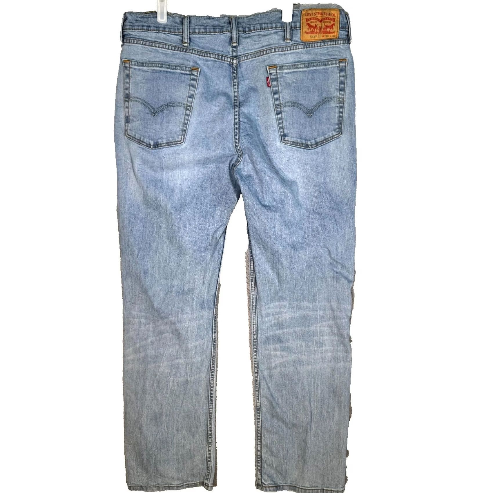 Levi's Levi's 514 Jeans 38 X 32 Blue Denim Stretch Mid-Rise Straight Mens Regular Fit Size US 38 / EU 54 - 2 Thumbnail