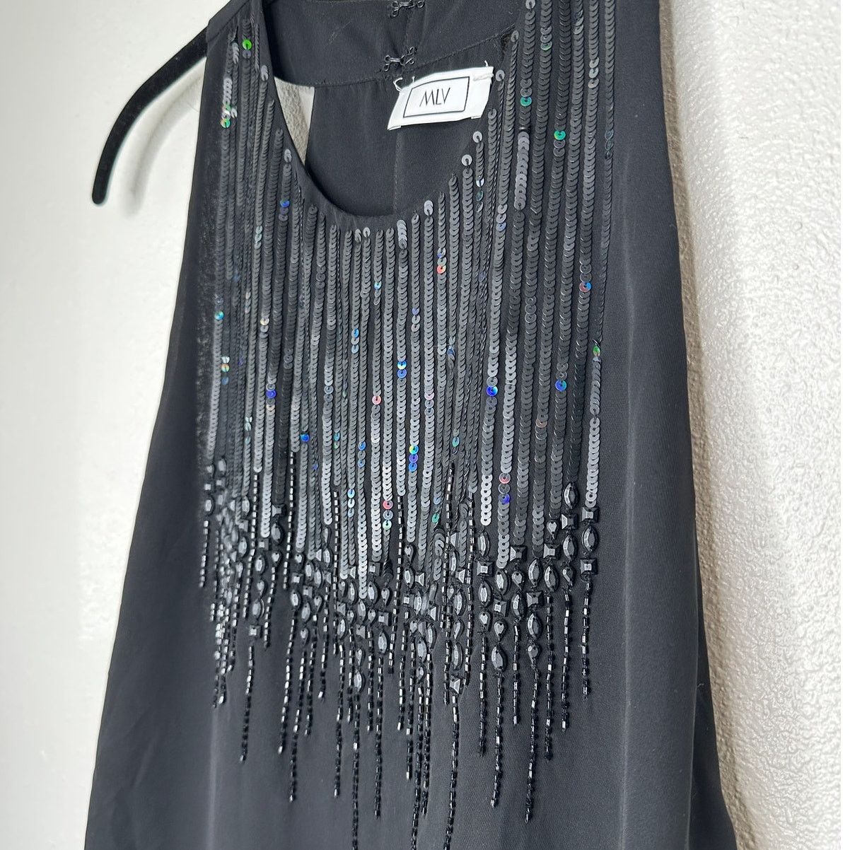 Other MLV Black Sequin Beads Sleeveless Keyhole Back Tank Blouse M Size M / US 6-8 / IT 42-44 - 4 Thumbnail