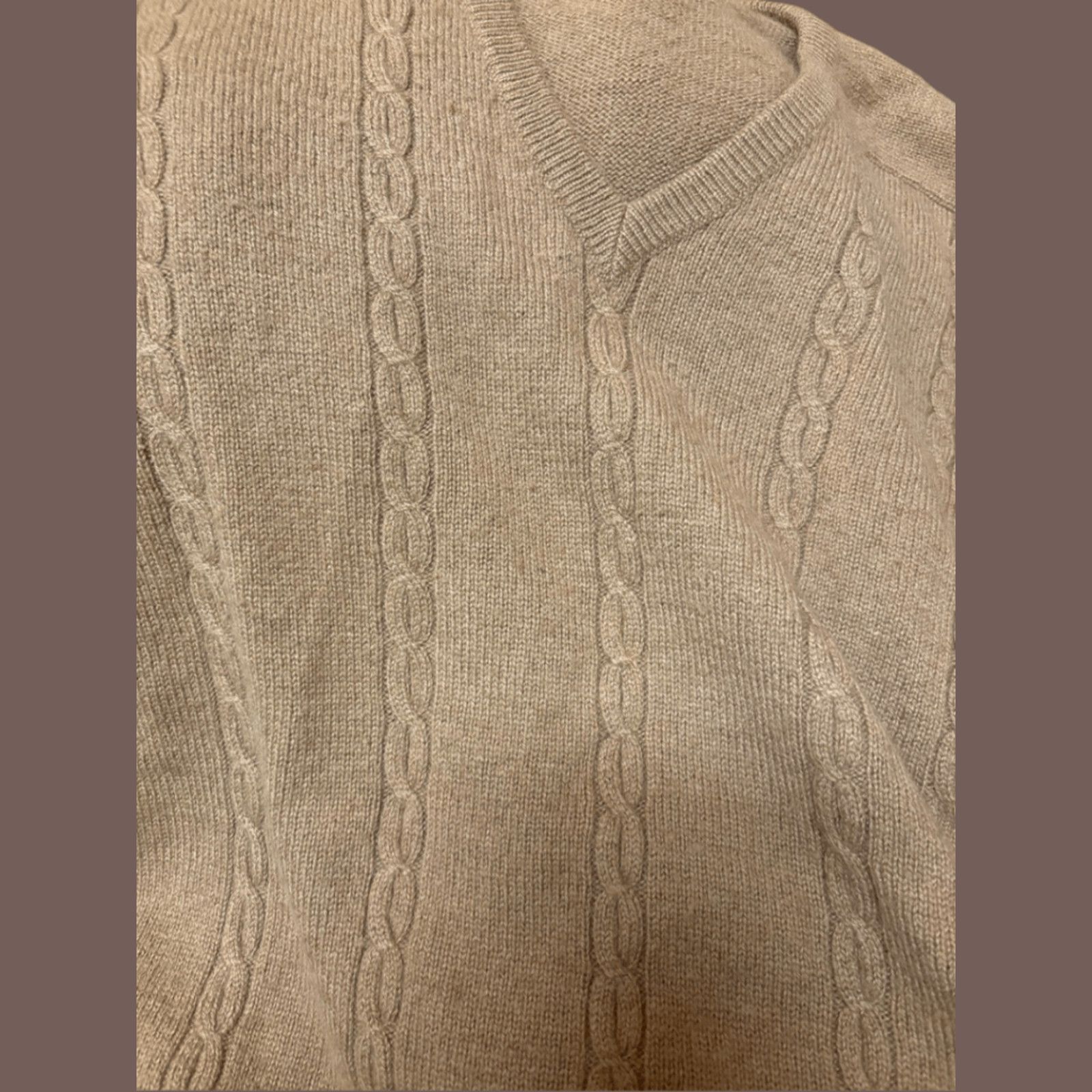 Vintage VTG Cable Knit | B. Altman Brown V-Neck | AS IS Upcycle Size US M / EU 48-50 / 2 - 4 Thumbnail
