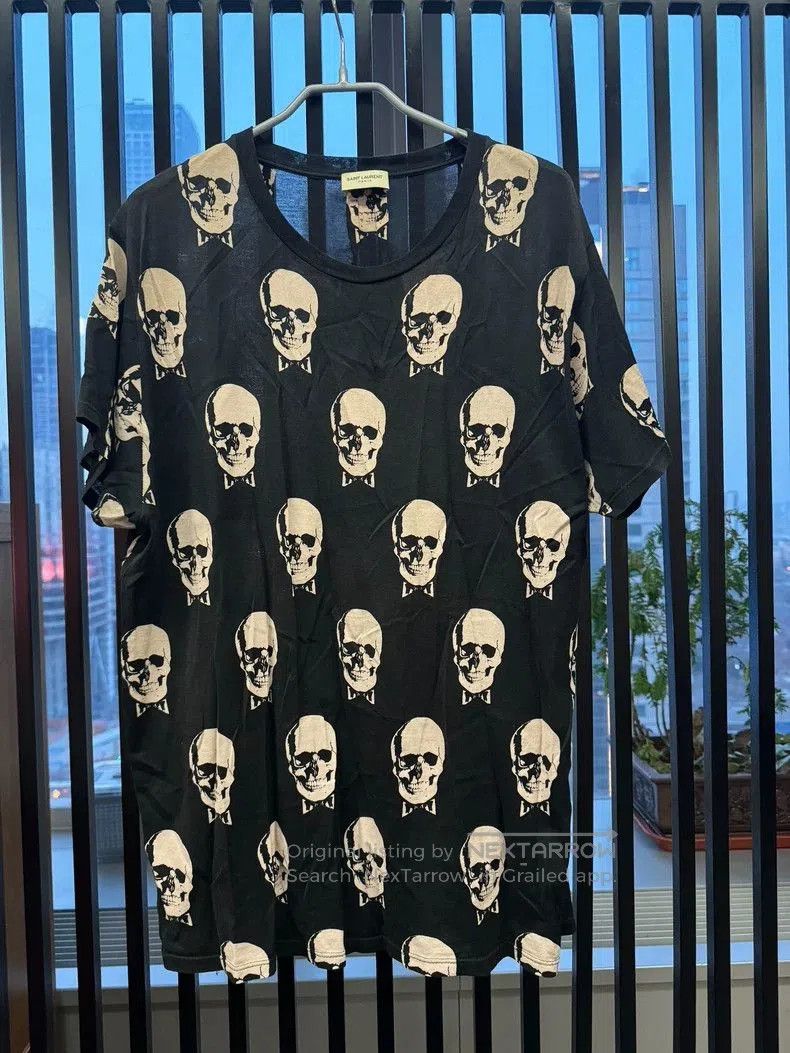 Saint Laurent Paris YSL Classic Skull Print Men's and Women's T-shirt. Size US XL / EU 56 / 4 - 1 Thumbnail