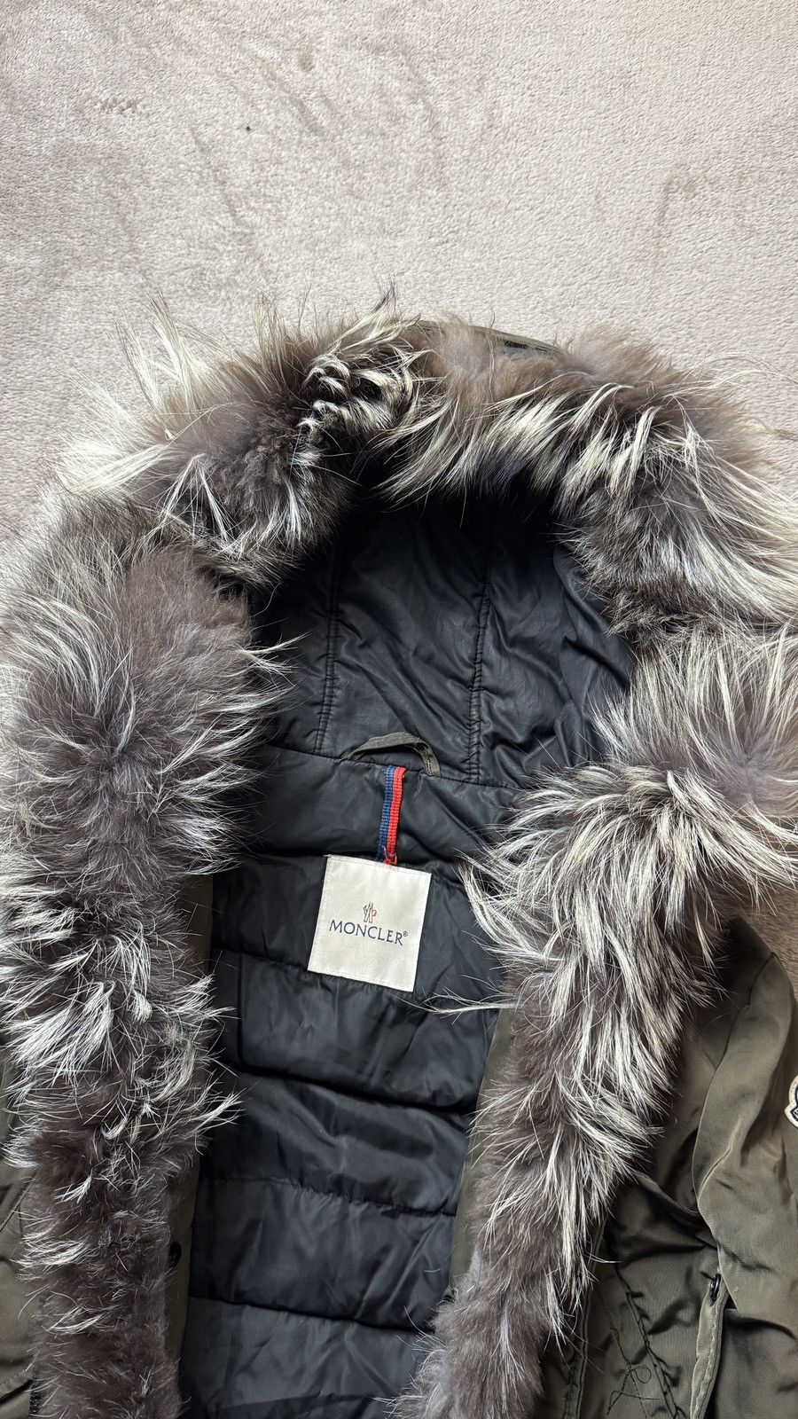 Moncler Khaki Raccoon Fur Collar Down Faded Parka Coat Jacket Size XS / US 0-2 / IT 36-38 - 7 Thumbnail