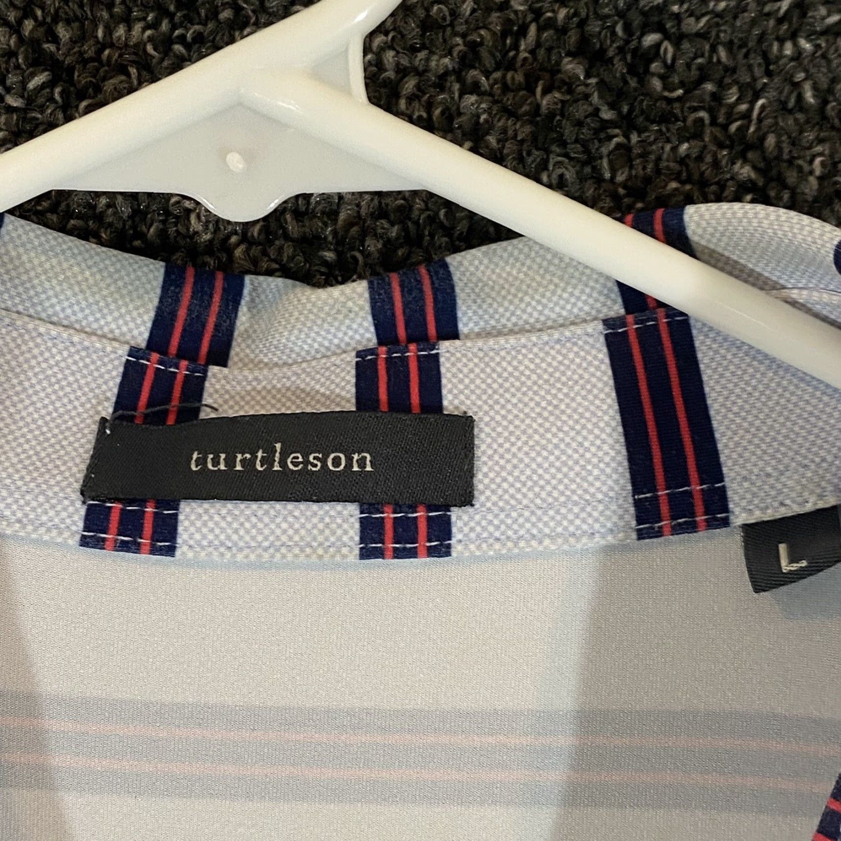 Vintage VINTAGE Turtleson Polo Shirt Golf Mens Large Blue White Red Striped Performance Size US L / EU 52-54 / 3 - 3 Thumbnail