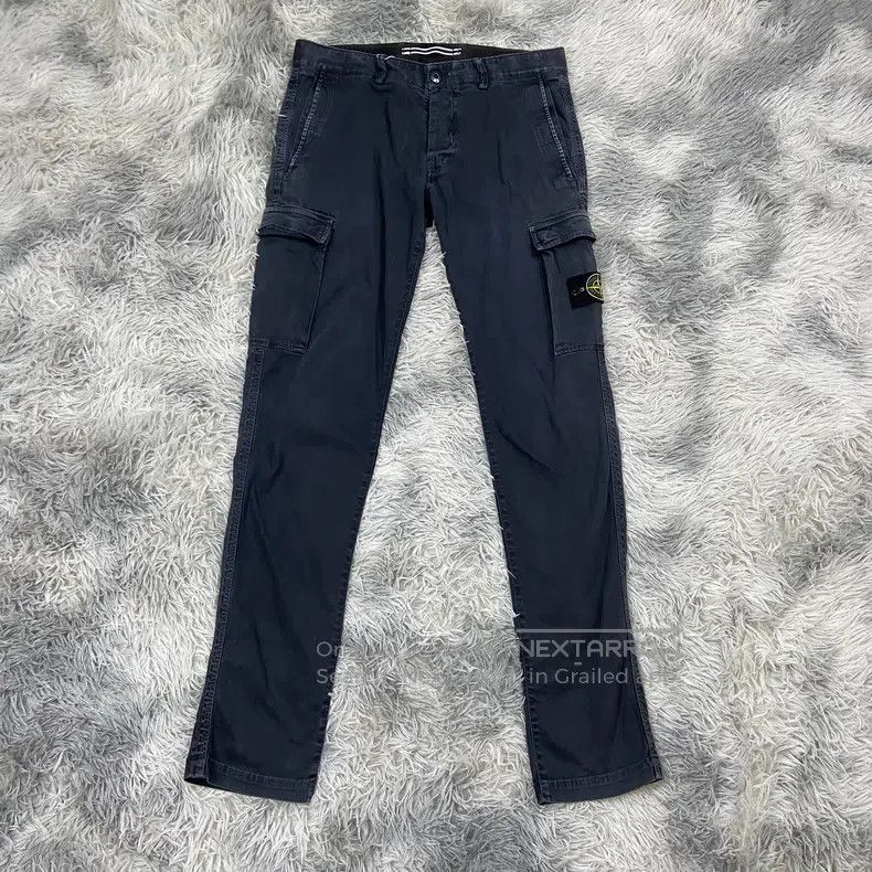 Stone Island Washed Distressed Double Pocket Cargo Pants