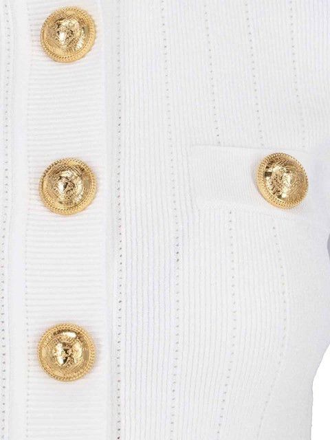 Balmain o1s1wg111225 Buttoned Cardigan in White Size L / US 10 / IT 46 - 5 Thumbnail