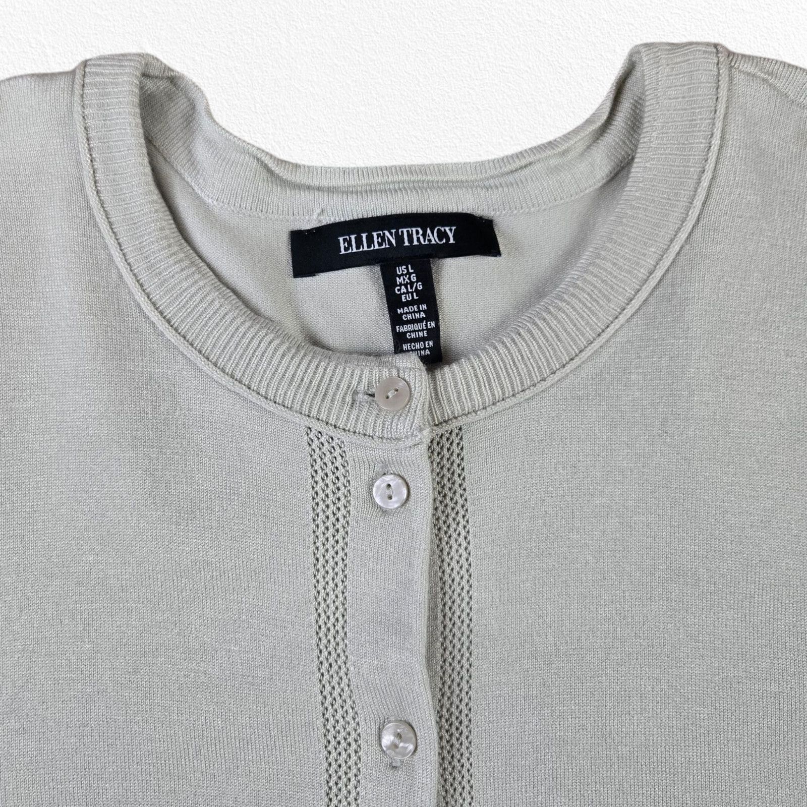 Other Ellen Tracy Beige Minimal Button Front Cardigan Size Large Size L / US 10 / IT 46 - 3 Thumbnail