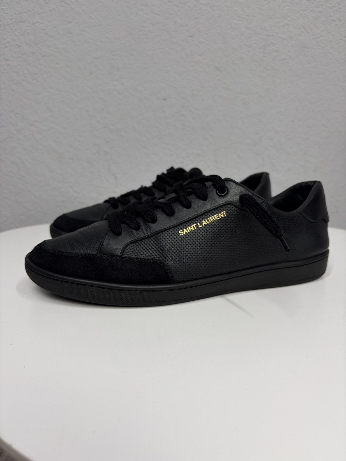 Saint Laurent Paris Saint Laurent Paris Black Leather Sneakers Low Top Shoes Size US 9.5 / EU 42-43 - 6 Thumbnail