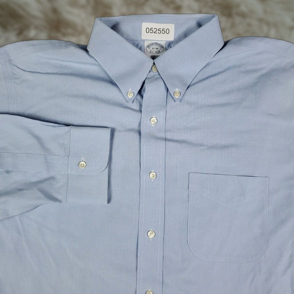Brooks Brothers VINTAGE Brooks Brothers Dress Shirt Men Size 17 Blue Cotton Long Sleeve Business Casual Formal Size 46R - 1 Thumbnail
