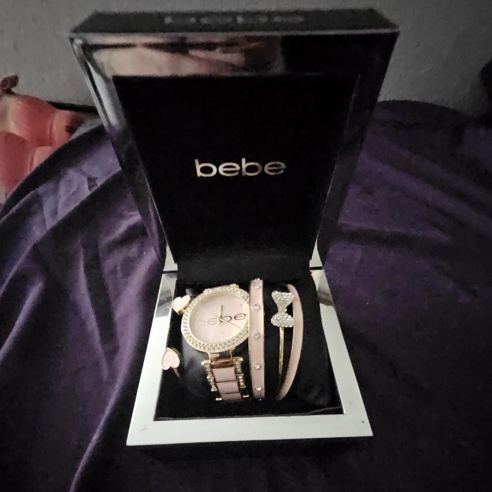 United Colors Of Benetton BEBE Faux-Diamond Watch And Bangle Set Rose Gold Size ONE SIZE - 1 Thumbnail
