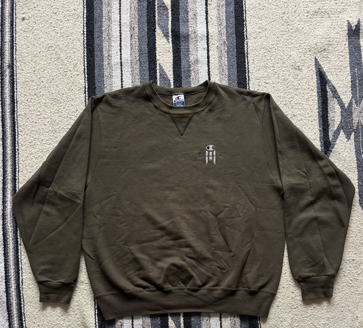 Champion Vintage 90s Champion Olive Green/Brown Sweatshirt XL Size US XL / EU 56 / 4 - 1 Thumbnail