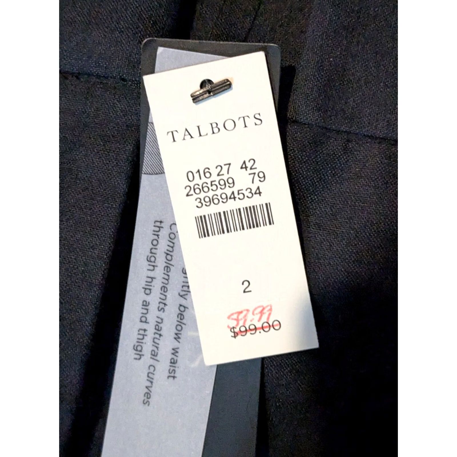 Talbots VINTAGE TALBOTS CURVY Women Size 2 Black Cotton Nylon Cropped Pants NEW Size 26" / US 2 / IT 38 - 5 Thumbnail