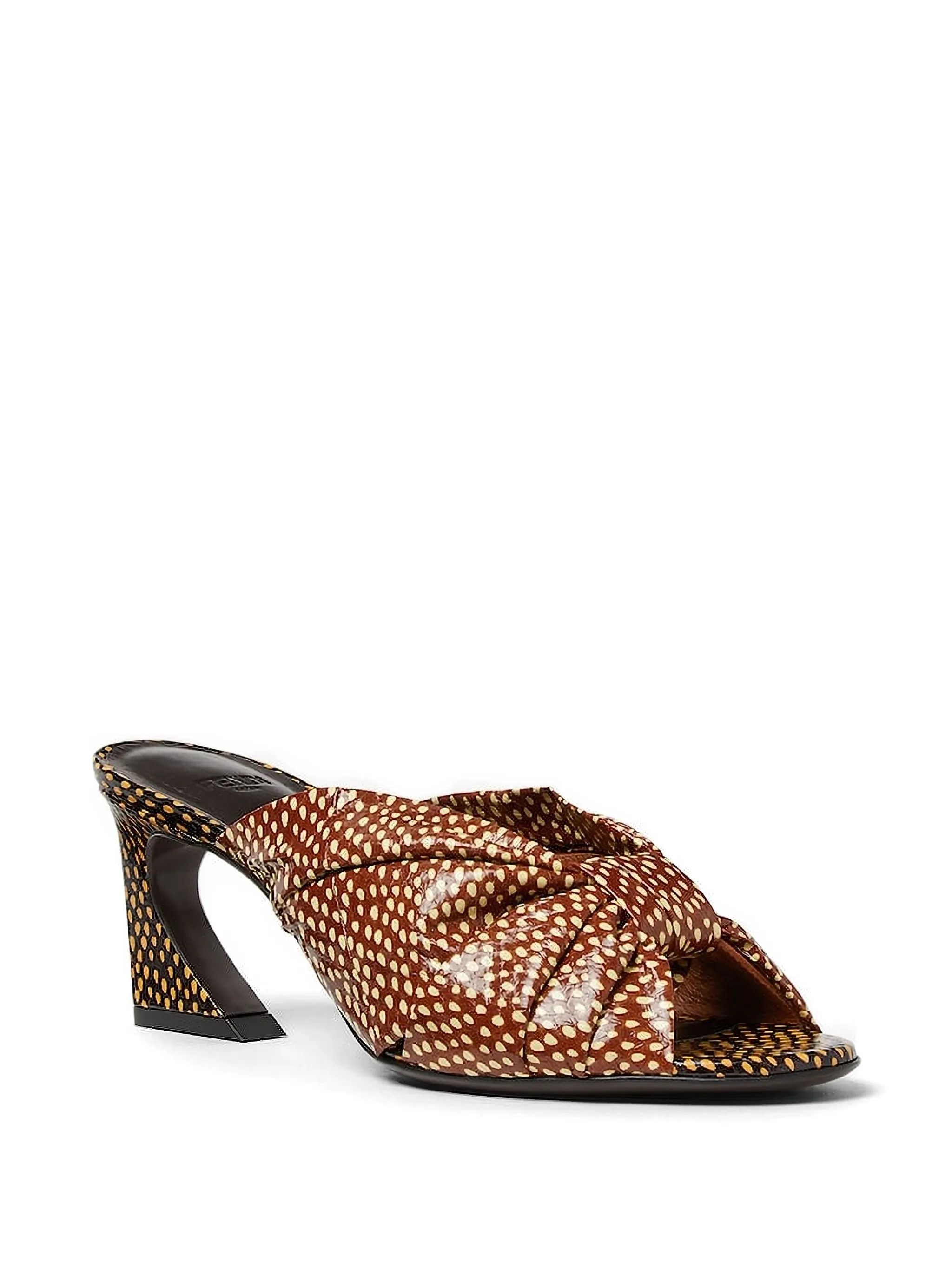 Fendi os11x0526 Arco Ruched Heeled Sandals in Brown Size US 10 / IT 40 - 2 Thumbnail