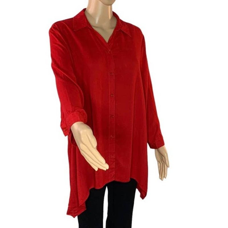 Chicos Chicos Women's Size 1 US 8 Top Tunic Asymmetrical Red NEW Size M / US 6-8 / IT 42-44 - 3 Thumbnail
