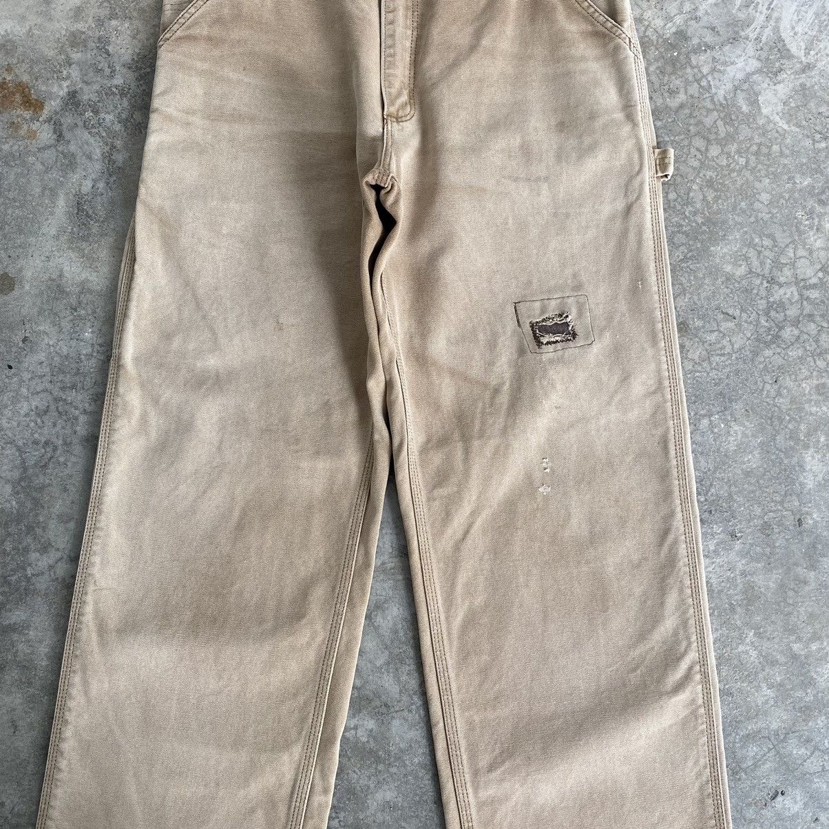 Carhartt Vintage Carhartt Faded Tan Repaired Carpenter Work Pants Size US 32 / EU 48 - 6 Thumbnail