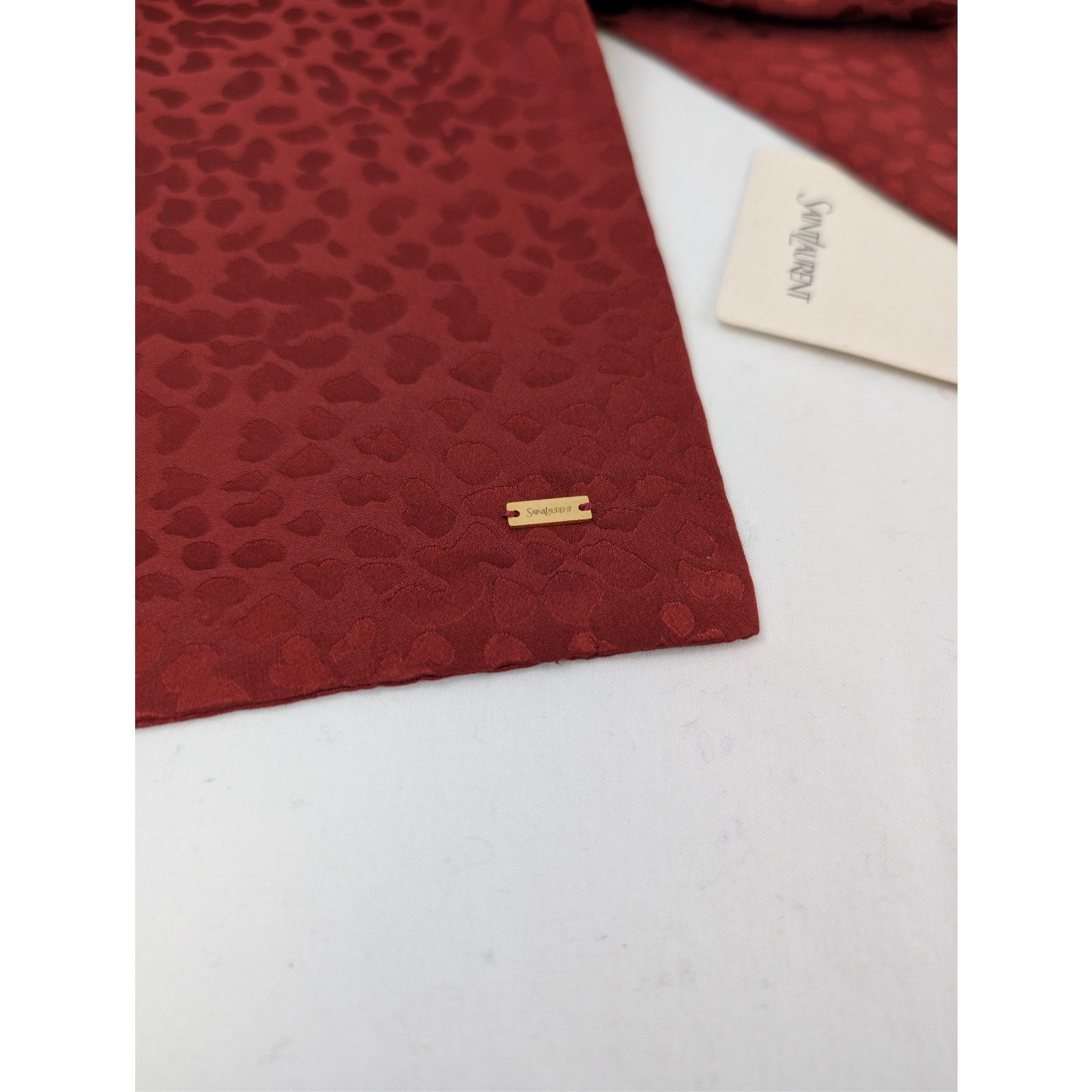 Saint Laurent Paris o1rshd1 Size: OS / Lavalliere Leopard Satin Scarf in Red Size ONE SIZE - 11 Thumbnail