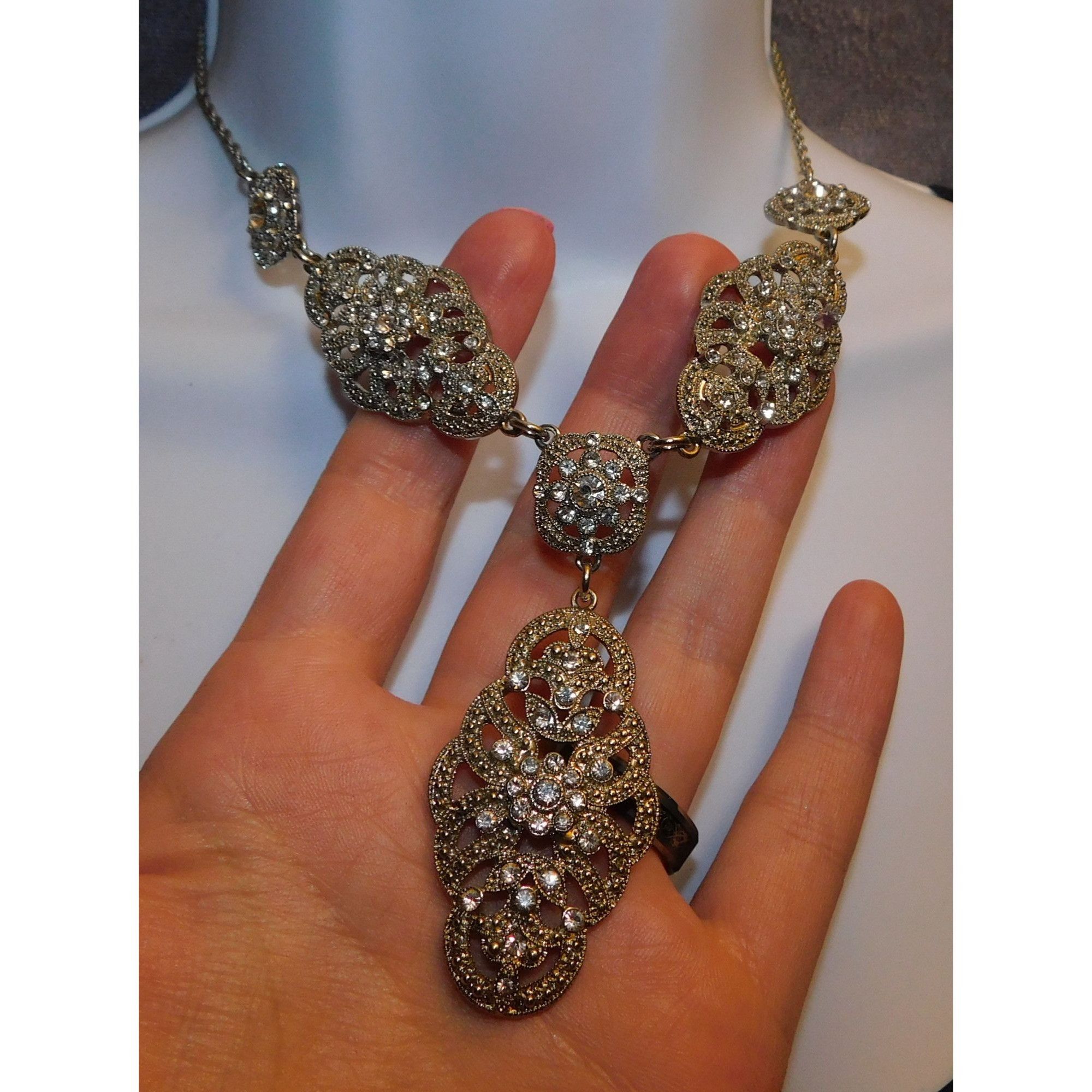 Other Silver Rhinestone Bridal Y Drop Necklace Size ONE SIZE - 2 Thumbnail