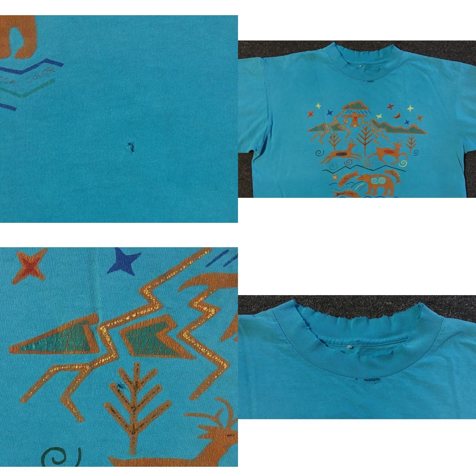 Vintage VINTAGE 90s Abstract Animal Art Faded Distress Shirt M USA Single Stitch T-Shirt Mens Blue Size US M / EU 48-50 / 2 - 8 Thumbnail